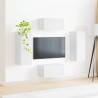 Ensemble meuble TV Montage mural 2 pcs Blanc Bois d'ingénierie 634519634519