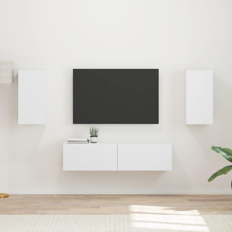 Ensemble meuble TV 4 pcs Blanc Bois d'ingénierie 634521634521