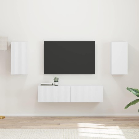 Ensemble meuble TV 4 pcs Blanc Bois d'ingénierie 634521634521
