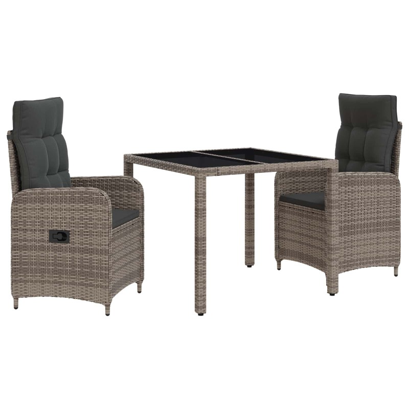 Ensemble de repas extérieur 3 pcs Gris clair et gris foncé 634524634524