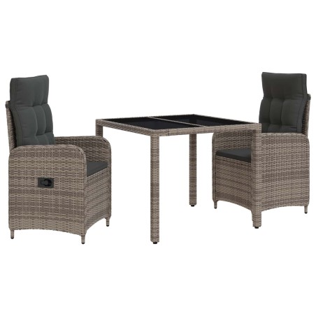 Ensemble de repas extérieur 3 pcs Gris clair et gris foncé 634524634524