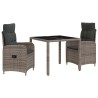 Ensemble de repas extérieur 3 pcs Gris clair et gris foncé 634524634524