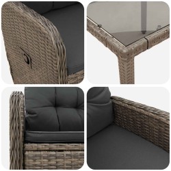 Ensemble de repas extérieur 3 pcs Gris clair et gris foncé 634524634524