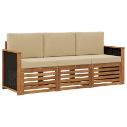 Ensembles de canapés avec coussin 3 pcs Bois d'Acacia Massif 634525634525