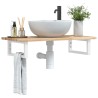 Étagère de vasque murale acier et bois massif d'acacia 634535634535