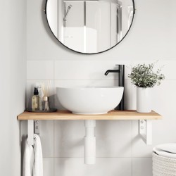 Étagère de vasque murale acier et bois massif d'acacia 634535634535