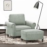 Fauteuil avec repose-pied Gris clair 60 cm Velours 634536634536