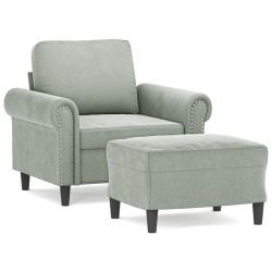 Fauteuil avec repose-pied Gris clair 60 cm Velours 634536634536
