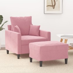 Fauteuil avec repose-pied Rose 60 cm Velours 634541634541