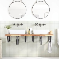 Étagère de vasque murale acier et bois massif d'acacia 634542634542