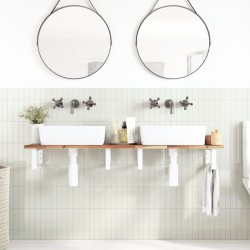 Étagère de vasque murale acier et bois massif d'acacia 634543634543
