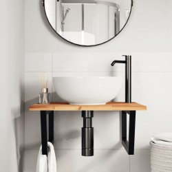 Étagère de vasque murale acier et bois massif d'acacia 634549634549