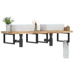 Étagère de vasque murale acier et bois massif d'acacia 634552634552