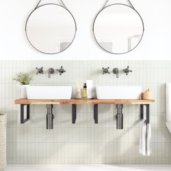 Étagère de vasque murale acier et bois massif d'acacia 634552634552