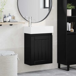 Meuble de salle de bain avec robinet Noir 45,5 x 25,5 x 84 cm 634558634558