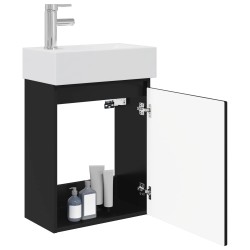 Meuble de salle de bain avec robinet Noir 45,5 x 25,5 x 84 cm 634558634558
