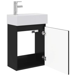 Meuble de salle de bain avec robinet Noir 45,5 x 25,5 x 84 cm 634558634558