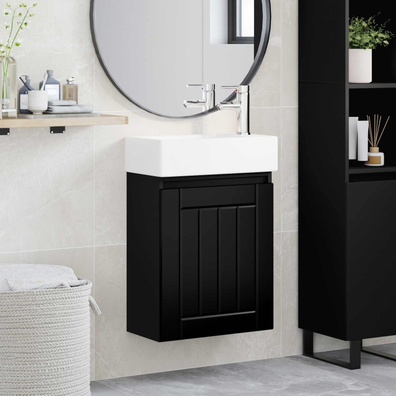 Meuble de salle de bain avec robinet Noir 45,5 x 25,5 x 84 cm 634559634559
