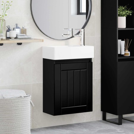 Meuble de salle de bain avec robinet Noir 45,5 x 25,5 x 84 cm 634559634559