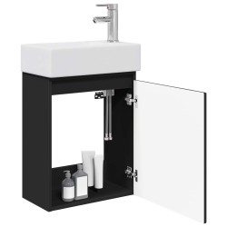 Meuble de salle de bain avec robinet Noir 45,5 x 25,5 x 84 cm 634559634559