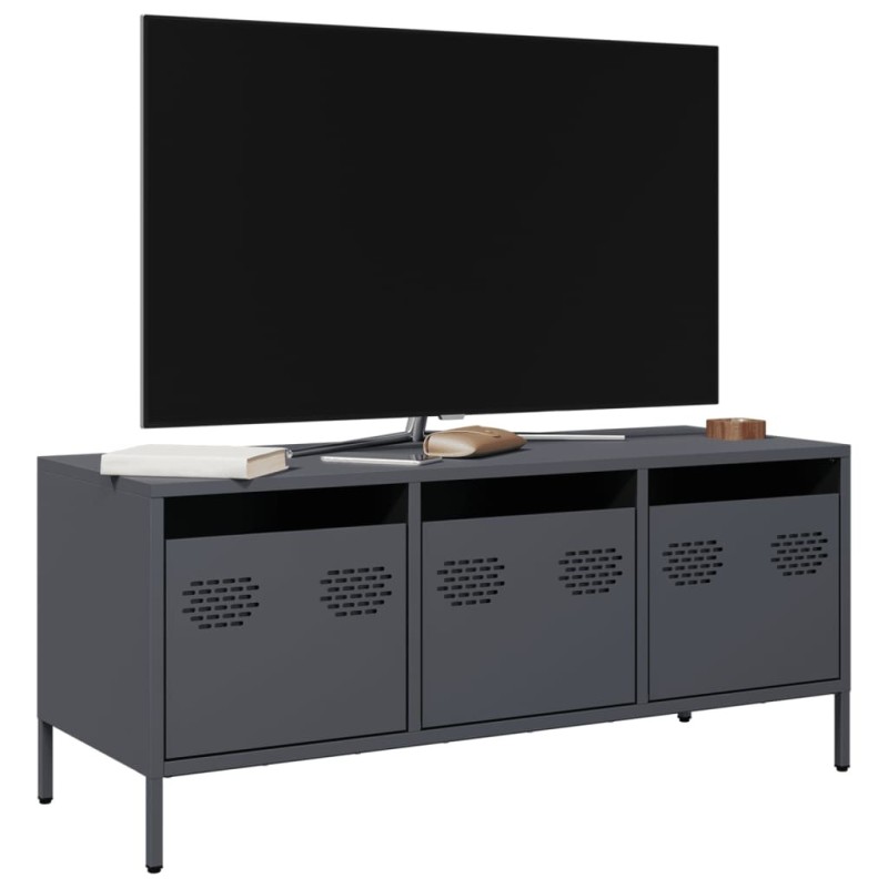 Meuble TV anthracite 101,5x39x43,5 cm acier laminé à froid 634568634568