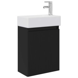 Meuble de salle de bain avec robinet Noir 45,5 x 22,5 x 84 cm 634571634571