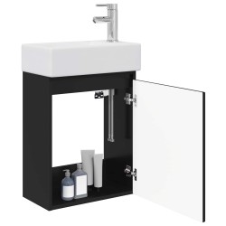 Meuble de salle de bain avec robinet Noir 45,5 x 22,5 x 84 cm 634571634571