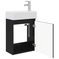 Meuble de salle de bain avec robinet Noir 45,5 x 22,5 x 84 cm 634571634571