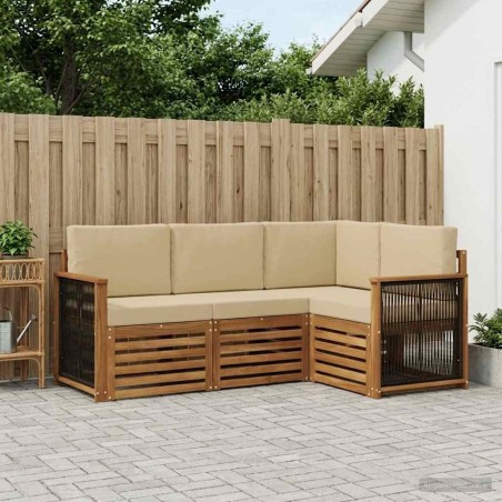 Ensembles de canapés avec coussin 4 pcs Bois d'Acacia Massif 634580634580
