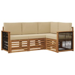 Ensembles de canapés avec coussin 4 pcs Bois d'Acacia Massif 634580634580