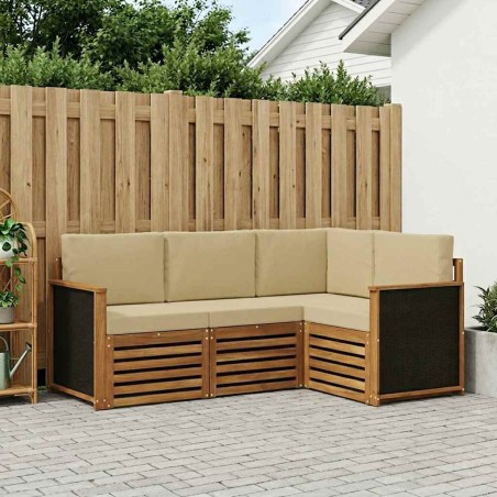 Ensembles de canapés avec coussin 4 pcs Bois d'Acacia Massif 634581634581