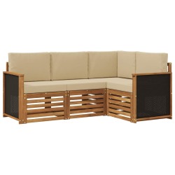 Ensembles de canapés avec coussin 4 pcs Bois d'Acacia Massif 634581634581