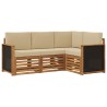 Ensembles de canapés avec coussin 4 pcs Bois d'Acacia Massif 634581634581