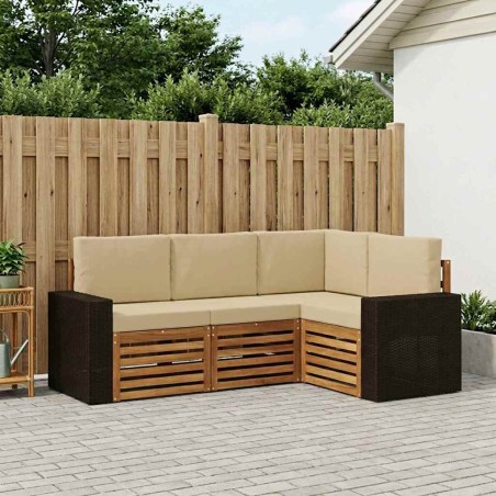 Ensembles de canapés avec coussin 4 pcs Bois d'Acacia Massif 634582634582