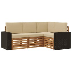 Ensembles de canapés avec coussin 4 pcs Bois d'Acacia Massif 634582634582