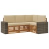 Ensembles de canapés avec coussin 4 pcs Bois d'Acacia Massif 634583634583
