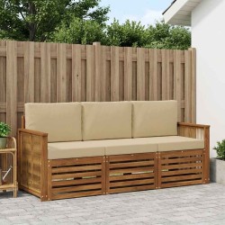 Ensembles de canapés avec coussin 3 pcs Bois d'Acacia Massif 634586634586