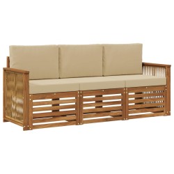 Ensembles de canapés avec coussin 3 pcs Bois d'Acacia Massif 634586634586