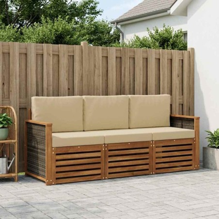 Ensembles de canapés avec coussin 3 pcs Bois d'Acacia Massif 634587634587