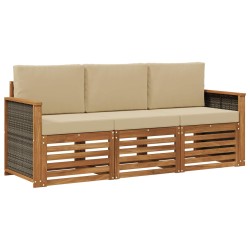Ensembles de canapés avec coussin 3 pcs Bois d'Acacia Massif 634587634587