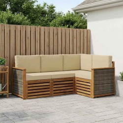 Ensembles de canapés avec coussin 4 pcs Bois d'Acacia Massif 634590634590
