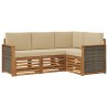 Ensembles de canapés avec coussin 4 pcs Bois d'Acacia Massif 634590634590