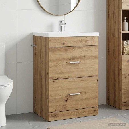 Meuble sous lavabo de salle de bain Chêne artisanal 634591634591
