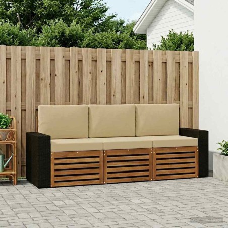 Ensembles de canapés avec coussin 3 pcs Bois d'Acacia Massif 634598634598