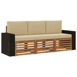 Ensembles de canapés avec coussin 3 pcs Bois d'Acacia Massif 634598634598