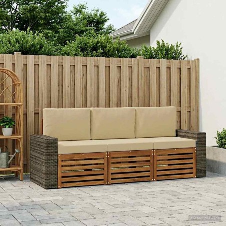 Ensembles de canapés avec coussin 3 pcs Bois d'Acacia Massif 634599634599