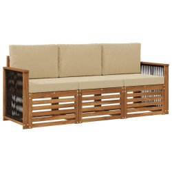 Ensembles de canapés avec coussin 3 pcs Bois d'Acacia Massif 634600634600