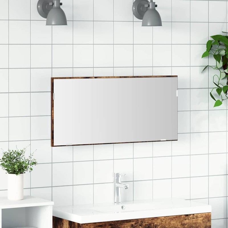 Miroir Montage mural Marron 80 x 37 cm Verre et Bois Ingénierie 634601634601