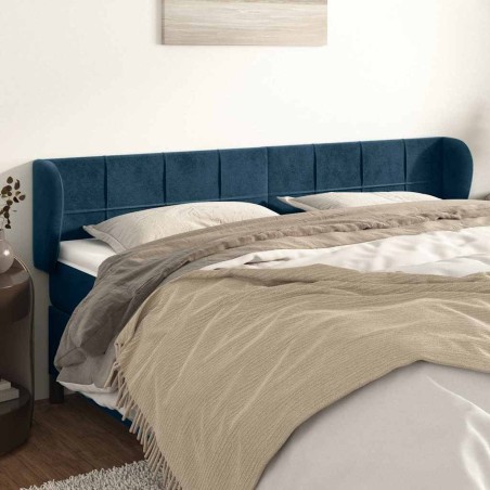 Tête de lit avec oreilles Bleu foncé 203x23x78/88 cm Velours 634612634612