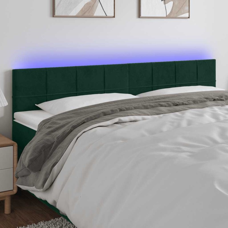 Tête de lit à LED Vert foncé 160x5x78/88 cm Velours 634613634613